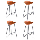 Chaises de bar lot de 4 marron cuir véritable