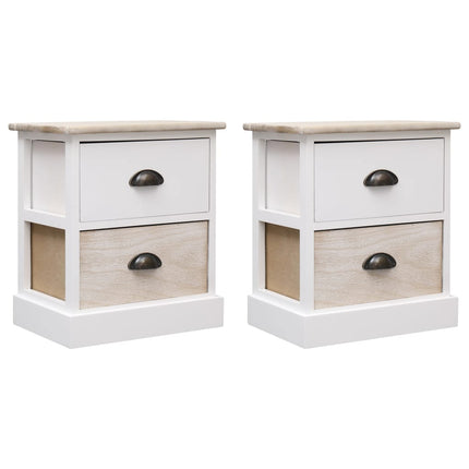 2 pcs Tables de chevet Blanc et naturel 38x28x45 cm Paulownia