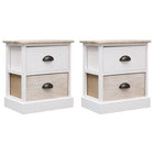 2 pcs Tables de chevet Blanc et naturel 38x28x45 cm Paulownia