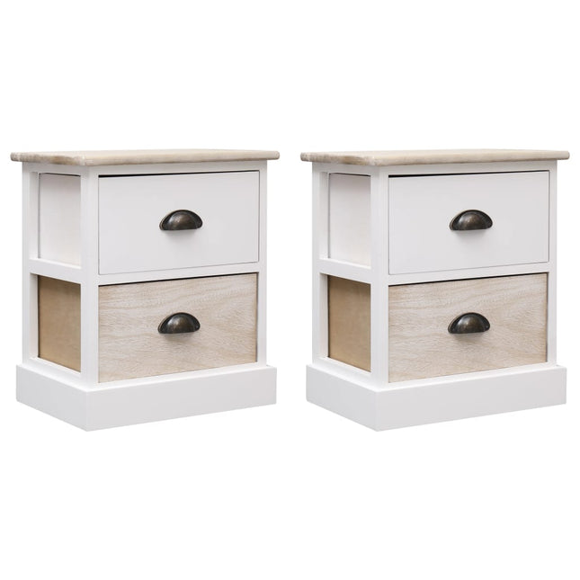 2 pcs Tables de chevet Blanc et naturel 38x28x45 cm Paulownia