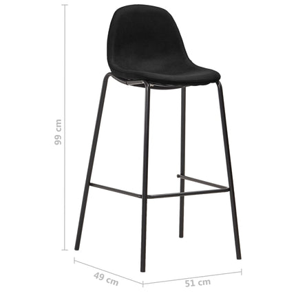 Chaises de bar lot de 2 noir tissu