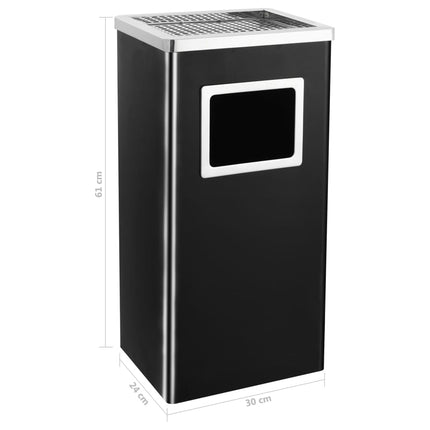 Poubelle à cendrier d'hôtel 45 L Acier Noir