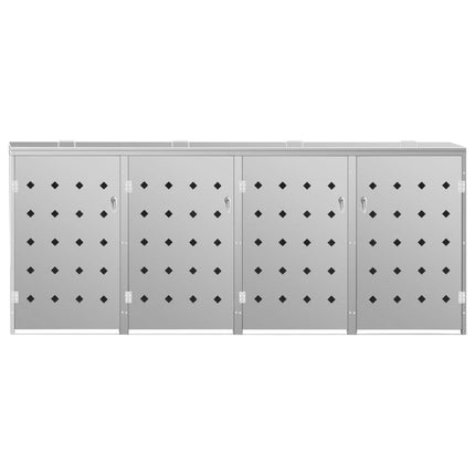 Abri de poubelle quadruple sur roulettes 240 L Acier inoxydable