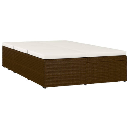 Chaise longue convertible avec coussin Résine tressée Marron