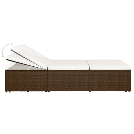 Chaise longue convertible avec coussin Résine tressée Marron