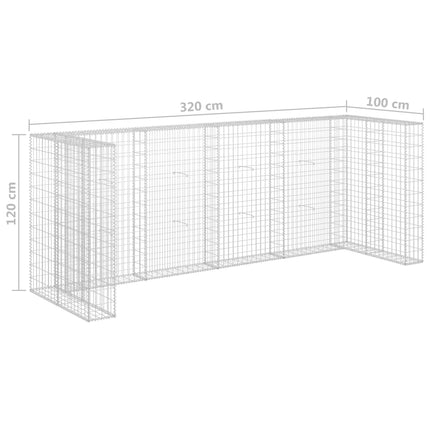Mur en gabion pour poubelles Acier galvanisé 320x100x120 cm