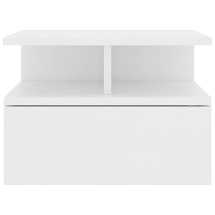800406  Tables de chevet flottantes 2 pcs Blanc Bois ingénierie