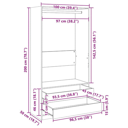 Garde-robe Blanc 100x50x200 cm Bois d'ingénierie