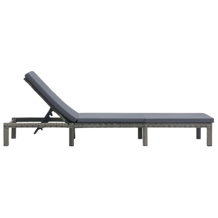 Chaise longue avec coussin Résine tressée Anthracite