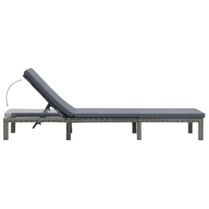 Chaise longue avec coussin Résine tressée Anthracite