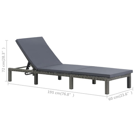 Chaise longue avec coussin Résine tressée Anthracite