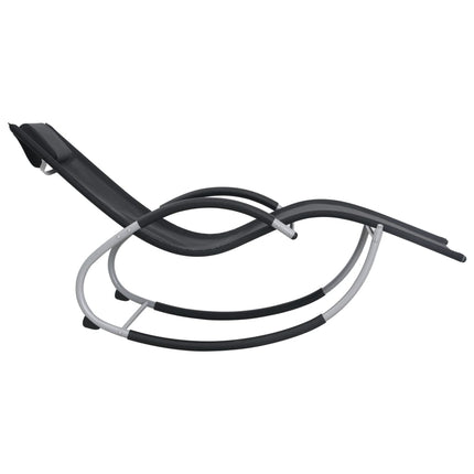 Chaise longue avec oreiller Noir Textilène