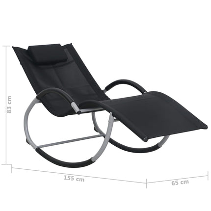Chaise longue avec oreiller Noir Textilène