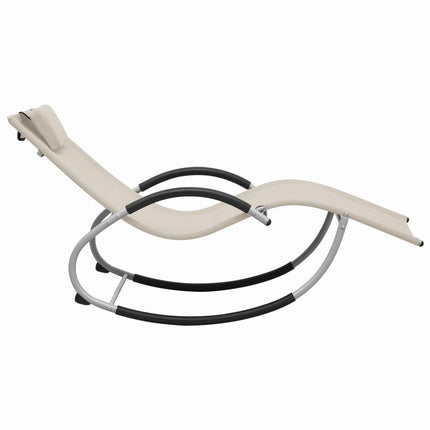 Chaise longue avec oreiller Crème Textilène