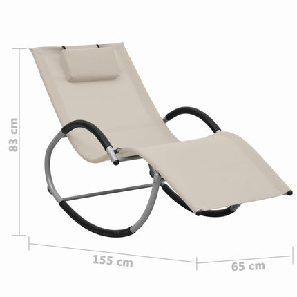 Chaise longue avec oreiller Crème Textilène