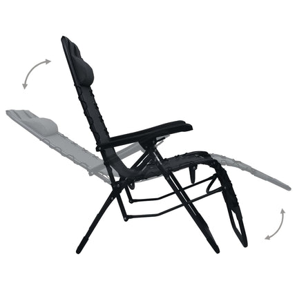 Chaise pliable de terrasse Noir Textilène