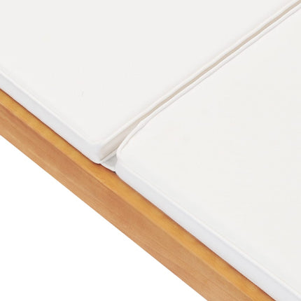 Chaise longue avec coussin Bois de teck solide Crème