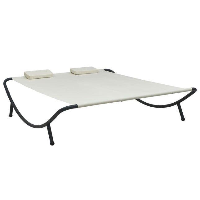 Chaise longue d'extérieur Tissu Crème