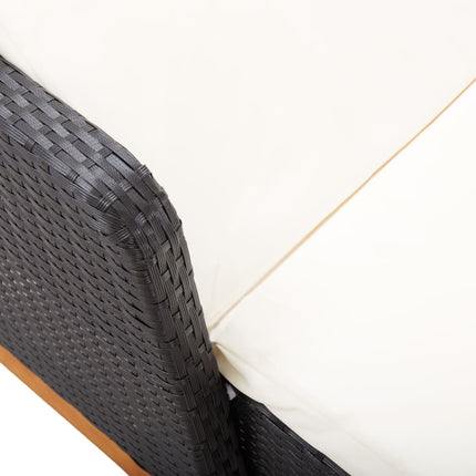 Chaise longue Résine tressée et bois d'acacia massif Noir