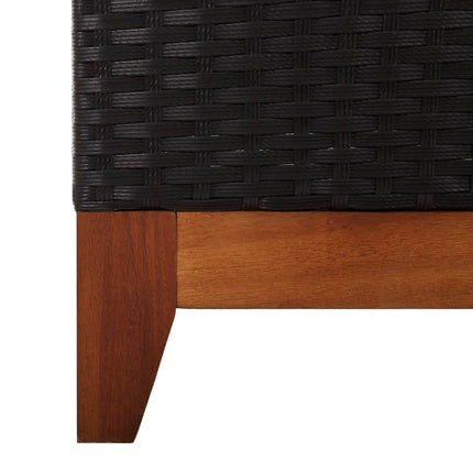 Chaise longue Résine tressée et bois d'acacia massif Noir