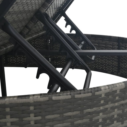 Chaise longue à 2 places avec coussins Résine tressée Gris