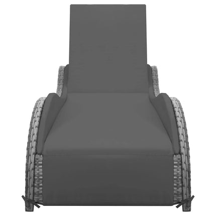 Chaise longue avec coussin Résine tressée Anthracite