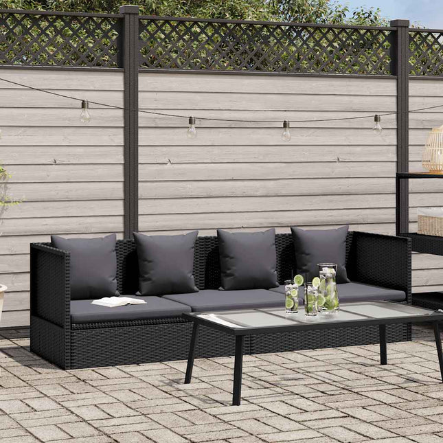 Lit de jardin avec coussin et oreiller Résine tressée Noir