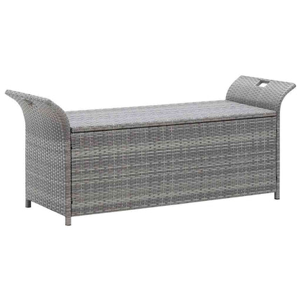 Banc de rangement avec coussin gris 138 cm résine tressée