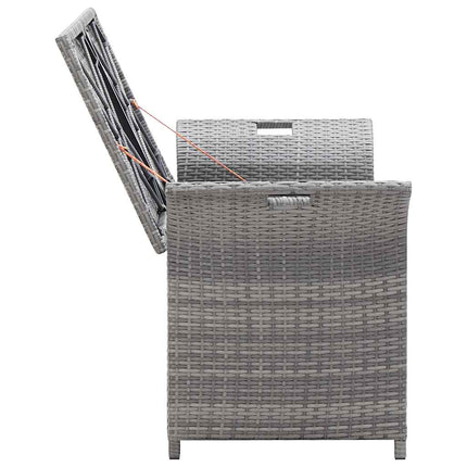 Banc de rangement avec coussin gris 138 cm résine tressée