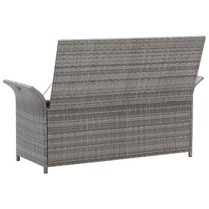 Banc de rangement avec coussin gris 138 cm résine tressée