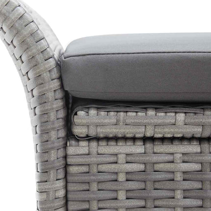 Banc de rangement avec coussin gris 138 cm résine tressée