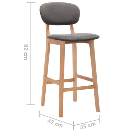 Tabourets de bar lot de 2 gris clair tissu