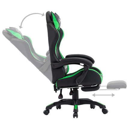 Fauteuil de jeux vidéo avec repose-pied Vert et noir Similicuir
