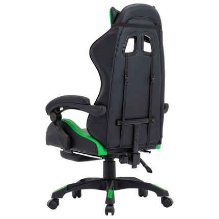 Fauteuil de jeux vidéo avec repose-pied Vert et noir Similicuir