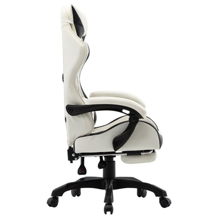 Fauteuil de jeux vidéo et repose-pied Noir et blanc Similicuir