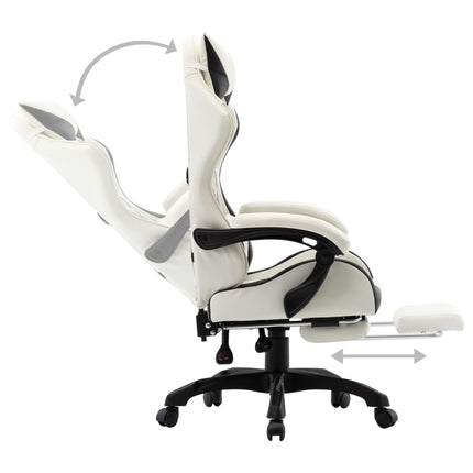 Fauteuil de jeux vidéo et repose-pied Noir et blanc Similicuir