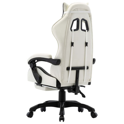 Fauteuil de jeux vidéo et repose-pied Noir et blanc Similicuir