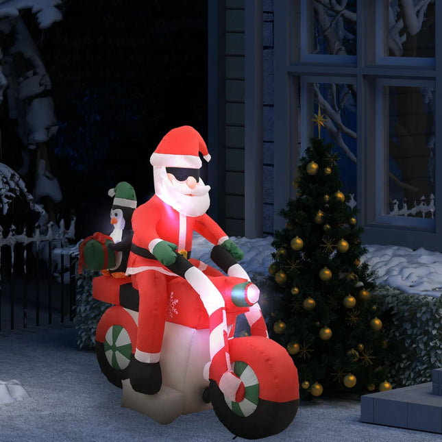 Père Noël gonflable sur moto LED IP44 160 cm