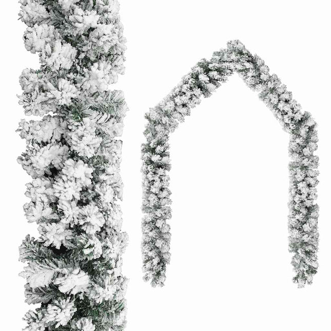 Guirlande de Noël avec neige floquée Vert 5 m PVC