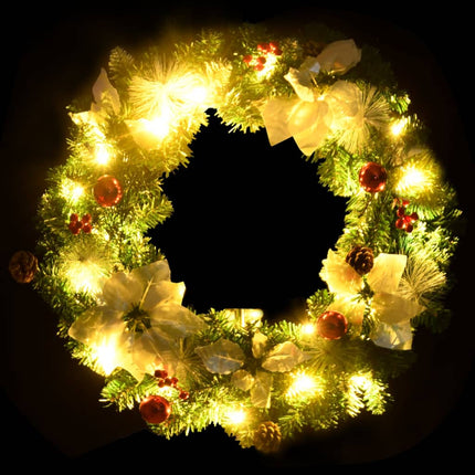Couronne de Noël avec lumières LED vert 60 cm PVC