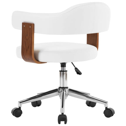 Chaise pivotante de bureau Blanc Bois courbé et similicuir