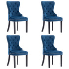 Chaises à manger lot de 4 bleu velours