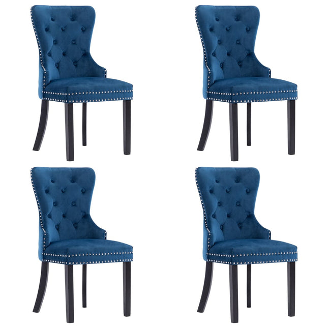 Chaises à manger lot de 4 bleu velours