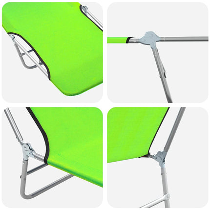 Chaises longues pliables lot de 2 Acier et tissu Vert
