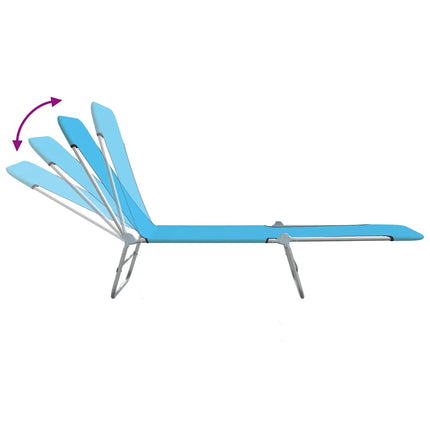 Chaises longues pliables lot de 2 Acier et tissu Bleu