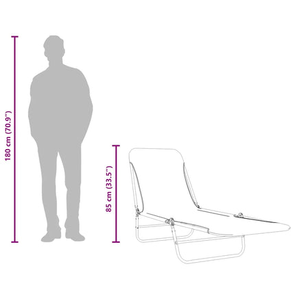 Chaises longues pliables lot de 2 Acier tissu Motif de feuilles