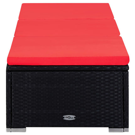 Chaise longue avec coussin et table à thé Résine tressée Rouge