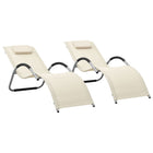 Chaises longues textilène lot de 2 crème et gris