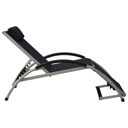 Chaise longue avec oreiller textilène noir