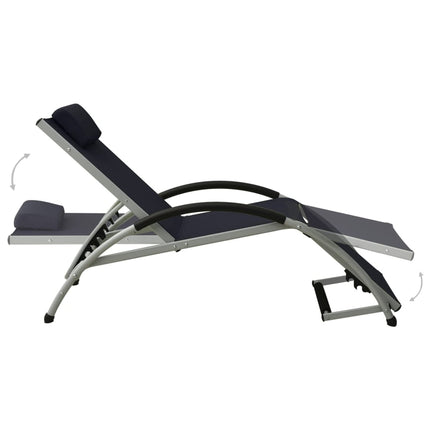 Chaise longue avec oreiller textilène noir